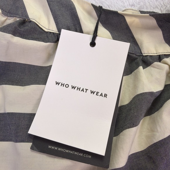 NWT 'Who What Wear' One Shoulder Sundress Womens XS Black/White Stripe w/Pockets - Picture 6 of 11